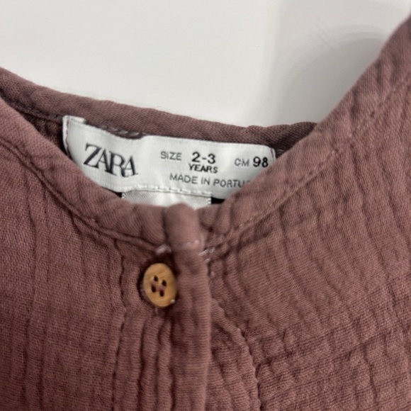ZARA Kids Muted Mauve Muslin Cotton Button-Down Dress - Size 2-3Y - Picture 3 of 3